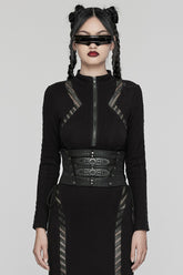 Black Lace-Up Buckle Women's Punk Underbust Corset